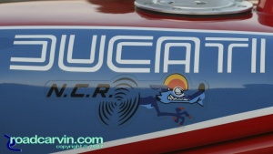 1983 Ducati TT1 Tank: I love the N.C.R. logo on the tank of this 1983 Ducati TT1 Factory F1 race bike.